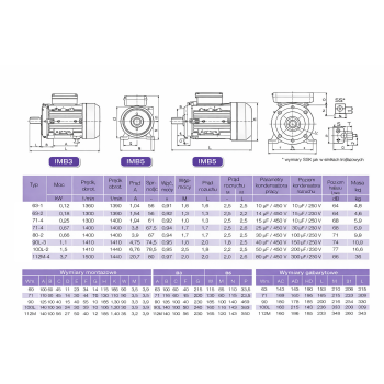 Silnik elektryczny jednofazowy 2,2kW 1400 obr/min. 100B5